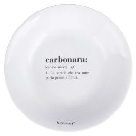 Piatto fondo tondo in vetro opalino, bianco, Victionary Carbonara