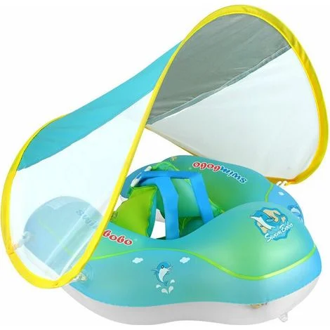 6-36 mesi - L-Gonfiabile per neonati con parasole, anello da nuoto per neonati, seggiolino per piscina per neonati