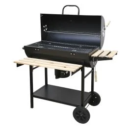 Barbecue con coperchio, ripiani in legno, 2 ruote, 108x70xh.100 cm, BestBQ