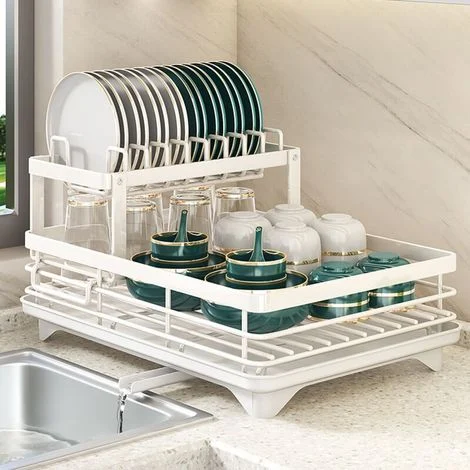 Scolapiatti da cucina in acciaio al carbonio spesso – Capacità 30 kg, antiruggine, drenaggio a 360°