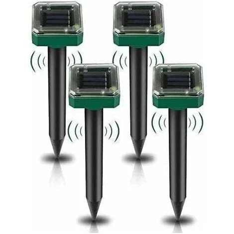 [MAI USATO]Confezione da 4 picchetti repellenti solari per talpe - Repellente per talpe a ultrasuoni - Repellente per talpe ad energia solare per talpe, serpenti, arvicole, gopher e altri animali