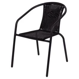Sedia da esterno intrecciata con braccioli, grigio antracite, Esté