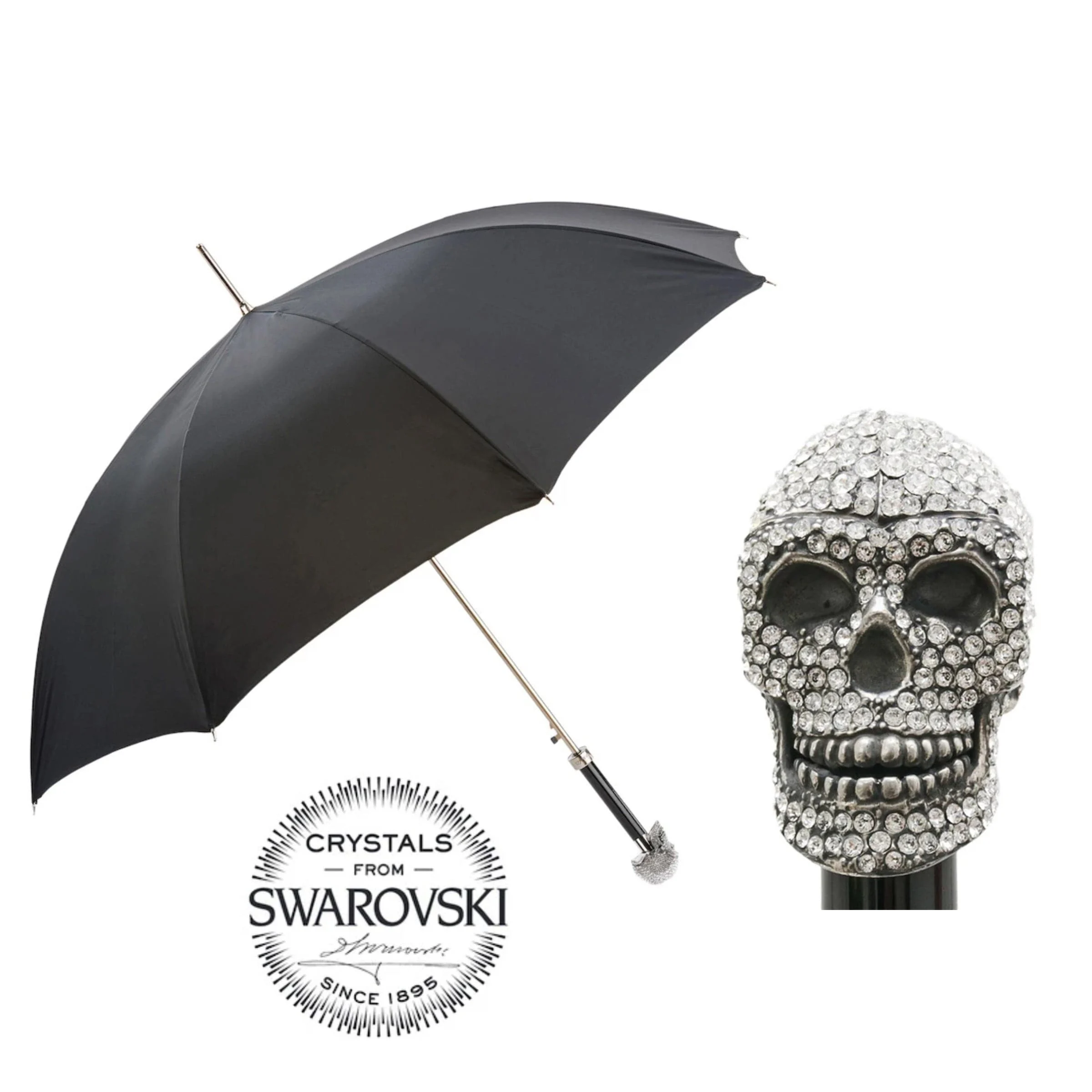 Ombrello SKULL con Manico in Cristalli Swarovski®