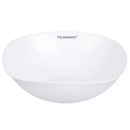 Insalatiera quadrata in vetro opalino, bianco, Victionary