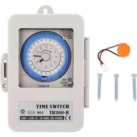 Timer meccanico 24 ore con coperchio trasparente, interruttore orario minimo di 15 minuti per dispositivo di produzione di illuminazione stradale TB388-R