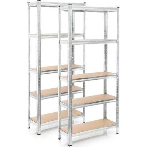 Wiltec Set 2x scaffali a incastro per carichi pesanti 174x75x30cm Max 875kg l’uno Acciaio 5 ripiani