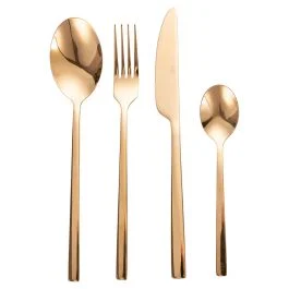 Set 24 posate in acciaio inox, gold lucido, Stylo