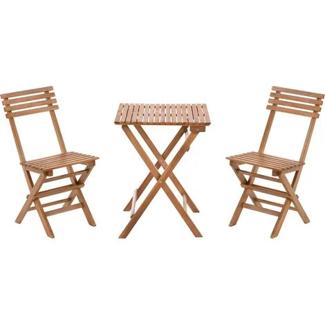 Mobili da giardino per esterni Bistro Set certificato in legno di acacia pieghevole marrone Solarolo
