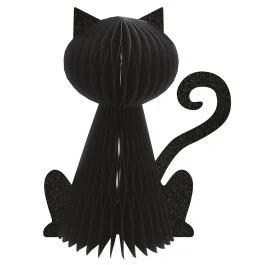 Gatto nero decorativo 3D in carta con chiusura in velcro h. 20 cm, Halloween