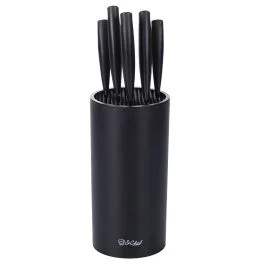 Ceppo con 5 coltelli in acciaio inox, nero, SìChef