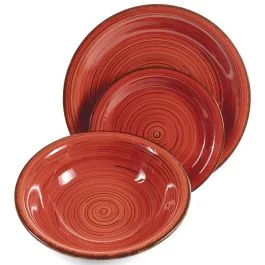 Servizio piatti 9 pezzi in stoneware dipinto a mano, Dubai Light Red