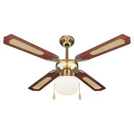 Ventilatore/lampadario a soffitto 4 pale Ø106cm marrone, Kooper