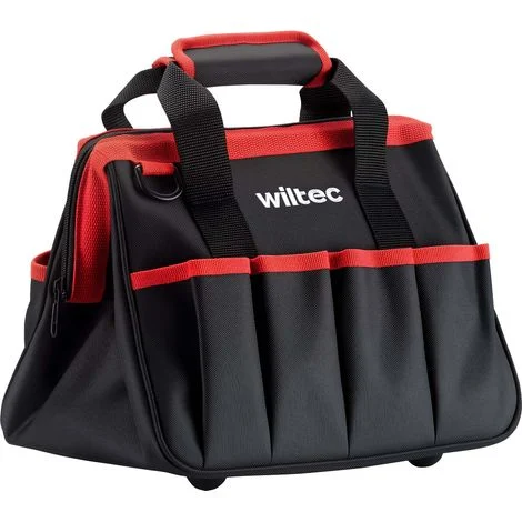 Wiltec Borsa porta attrezzi 9 tasche, 30 x 23 x 25 cm, con zip, impermeabile, tracolla regolabile, maniglia, portata 20 kg, scomparti interni ed esterni