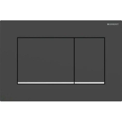 Placca di comando per WC quadrata Sigma20 (precedentemente Sigma30) per doppio scarico: finitura laccata nera opaca. Rivestimento facile da pulire. Cromo lucido (115.883.14.1)