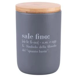 Barattolo sale fino 700 ml in ceramica e bambù, Victionary