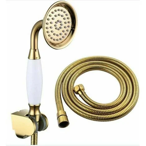 Soffione doccia Kit doccia in ottone con tubo flessibile 1,5 m Soffione doccia con supporto Set doccia oro
