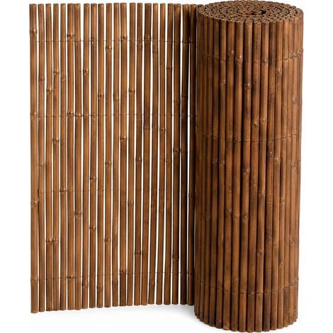 Arella in Bamboo Carbonizzato Ø 20-30 mm Recinzione Frangivista Premium da Giardino e Balcone Piscina Schermo Privacy Esterno Resistente alle Intemperie 120 x 250 cm Marrone Scuro