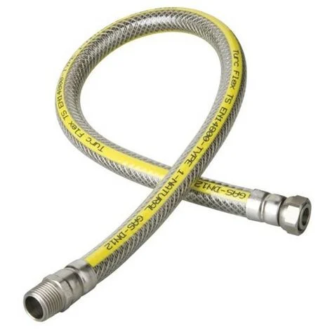 Tubo Flessibile gas in acciaio MF 1/2" Lunghezza = 750 mm. Per allacciamento cucine.