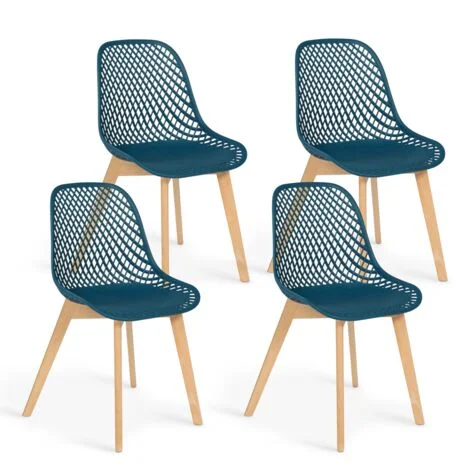 Set di 4 sedie da pranzo MANDY in blu anatra