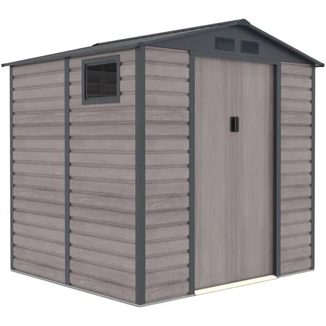 101040686_1.webp Casetta Metallica Gardiun Surrey 4,07 m2 Esterno 213x191x211 cm in Acciaio con Finestra Laterale e Effetto Legno Venato