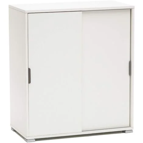 Mobiletto da interno in legno nobilitato bilaminato con ante scorrevoli 3 ripiani Linea Classic -Brown