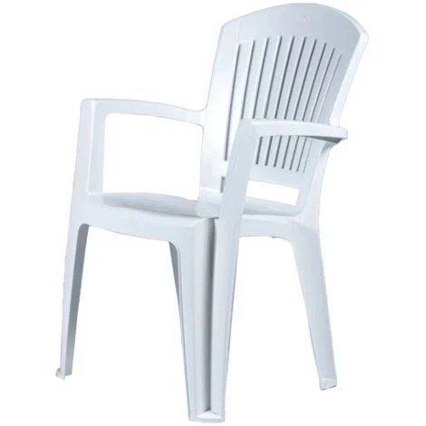 sedia da esterno con schienale medio "comfort vega" in polipropilene bianco 58x46x90 cm