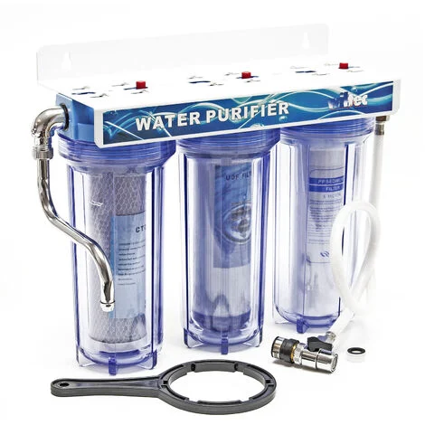 Naturewater Filtro dell'acqua a 3 livelli NW-PR103, con cartucce filtranti da 254 mm, attacco tubo 20,67 mm