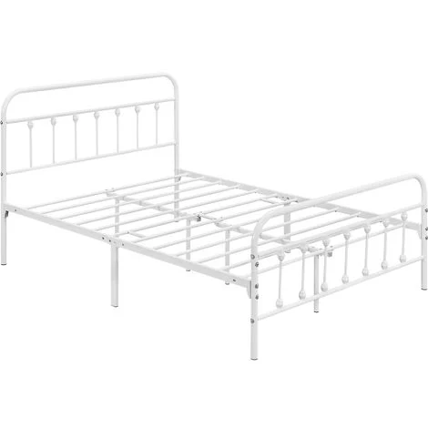 Yaheetech Struttura Letto in Ferro con Spazio Aggiuntivo sotto Il Letto per Camera da Letto Soggiorno Bianca Matrimoniale 140 x 200 cm