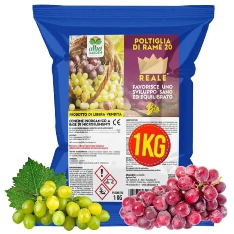 Fungicida per Piante Poltiglia 20% Bio Bordolese Verderame Vite Olivo Orto Colture da Frutto Fragola x 1 Kg