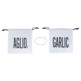 Sacchetto aglio in cotone con laccetto, double face, bianco, Bigismore