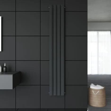 SONNI Design Radiatore a pannello piatto 1800 x 308 mm Antracit Radiatore da bagno Radiatore a doppio strato Radiatore a pannello verticale