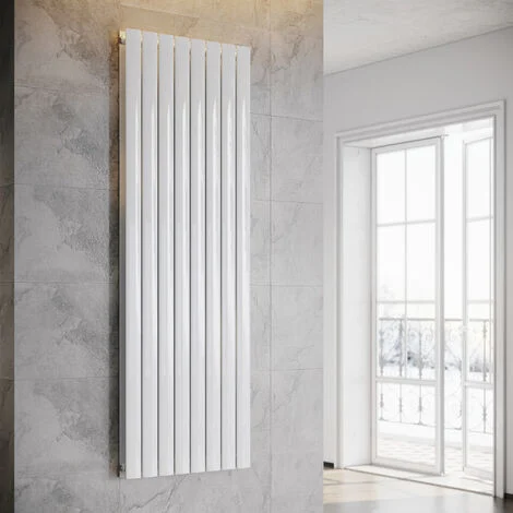 SONNI Radiatore a pannello verticale 1800 x 616 mm Doppio strato bianco Attacco centrale Radiatore da bagno Radiatore Design verticale Radiatore piatto