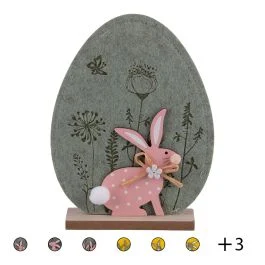 Uovo con coniglietto in feltro e legno, 15x4x20 cm, Easter Sibilla