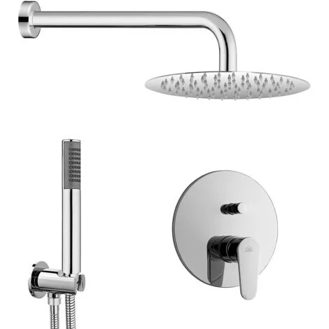 Set doccia incasso Paffoni Green tondo con soffione inox 25 e kit doccia