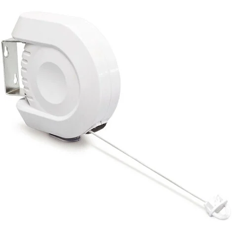 Relaxdays Filo Stendibiancheria Allungabile, Fino a 12 Metri, Plastica, Sistema a Rullo, Balcone e Giardino, Bianco