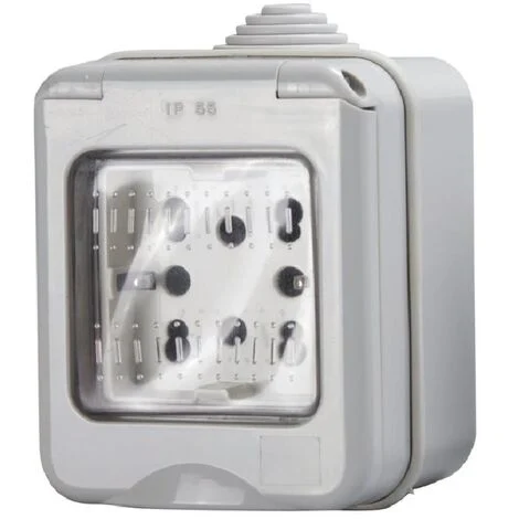 Presa universale idrobox 2 bipasso + schuko da esterno parete presa corrente in scatola stagna