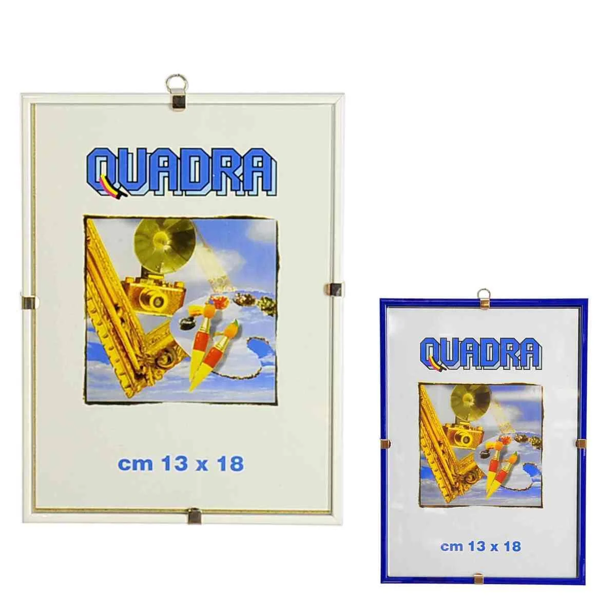 Cornice Giorno Legno Bianco Blu cm.13x18