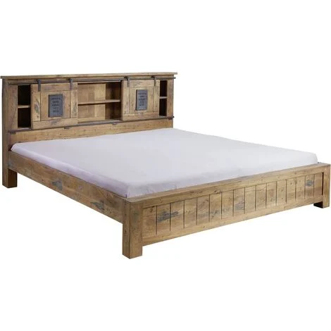 RAILWAY 174 Letto matrimoniale in legno di mango - laccato / natur 200x200