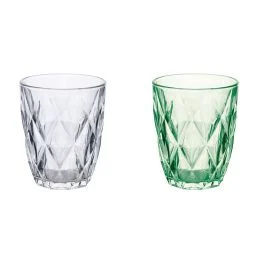 Set 2 bicchieri acqua 340 ml, trasparente e verde, Celine Sibilla