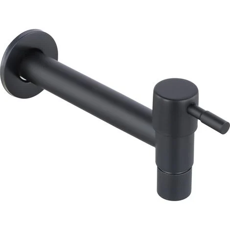 Rubinetto per piscina dal design ampio, rubinetto da giardino per esterni, rubinetto doccia a parete, rubinetto in acciaio inox per balcone e cucina (nero)