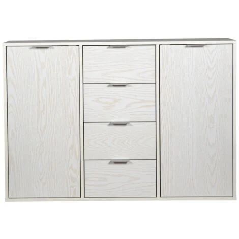 madia 2 ante e 4 cassetti bellahome "kristy" bianco venato 116x35x80 cm