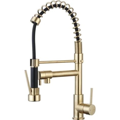 Essebagno Big Pro Miscelatore per lavabo con soffione mobile oro spazzolato