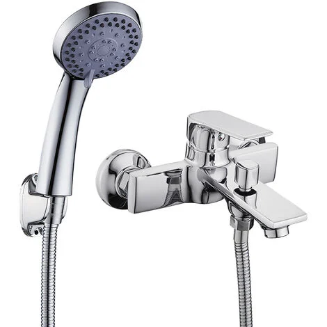 Miscelatore per Vasca completo di tubo metallico, soffione Cromato X001-3