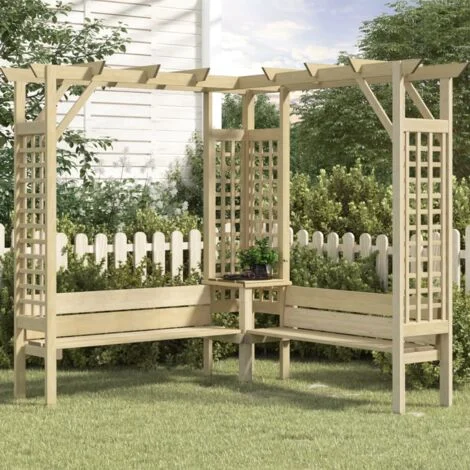 Pergola Angolare con Panca in Legno di Pino Impregnato vidaXL