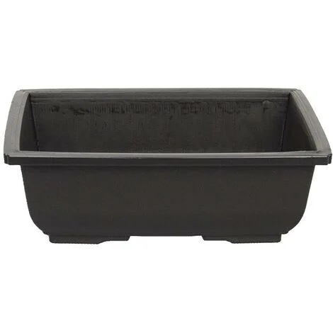 Vaso Giapponese rettangolare in plastica marrone per bonsai 21,5x15x7 cm - PG5
