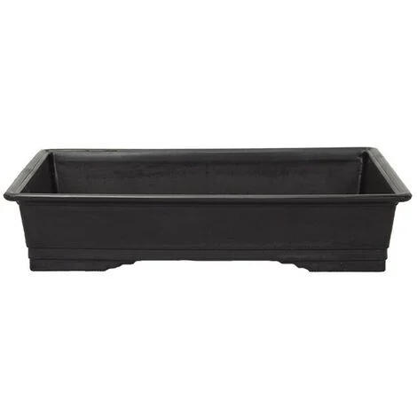 Vaso Giapponese rettangolare in plastica marrone per bonsai 31x21,5x5,5 cm - PG7