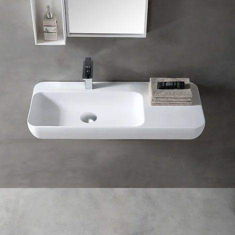 BERNSTEIN - Lavabo moderno 90x40x12cm Lavabo in ghisa, Lavabo a parete, senza rubinetto e scarico - TWG202