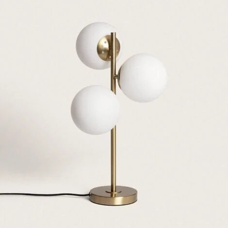 Lampada da Tavolo Metallo e Vetro Moonlight Brass 3 LampadeOro