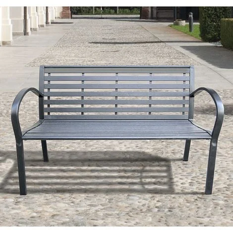 PANCHINA IN ACCIAIO E POLIWOOD TULSA PAPILLON126x46x80 cm colore antracite