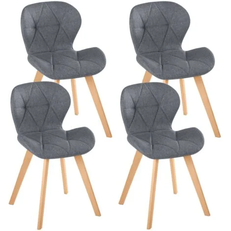 Set di 4 sedie da pranzo in tessuto grigio scuro ROBINE